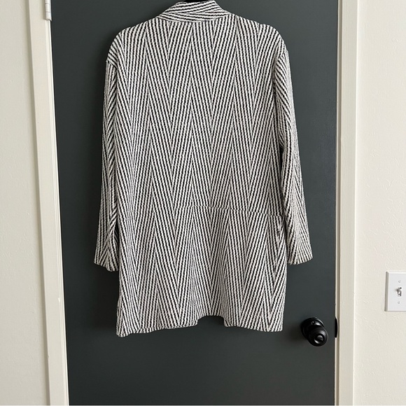 Express Black White Chevron Open Front Long Cardigan Sweaters Women Size XS - Picture 4 of 8